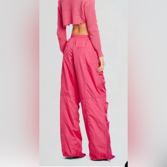 Retrofete Seroya NWT Adelina ruched parachute 90’s  Cargo Pants hot pink size XS - Picture 3 of 12